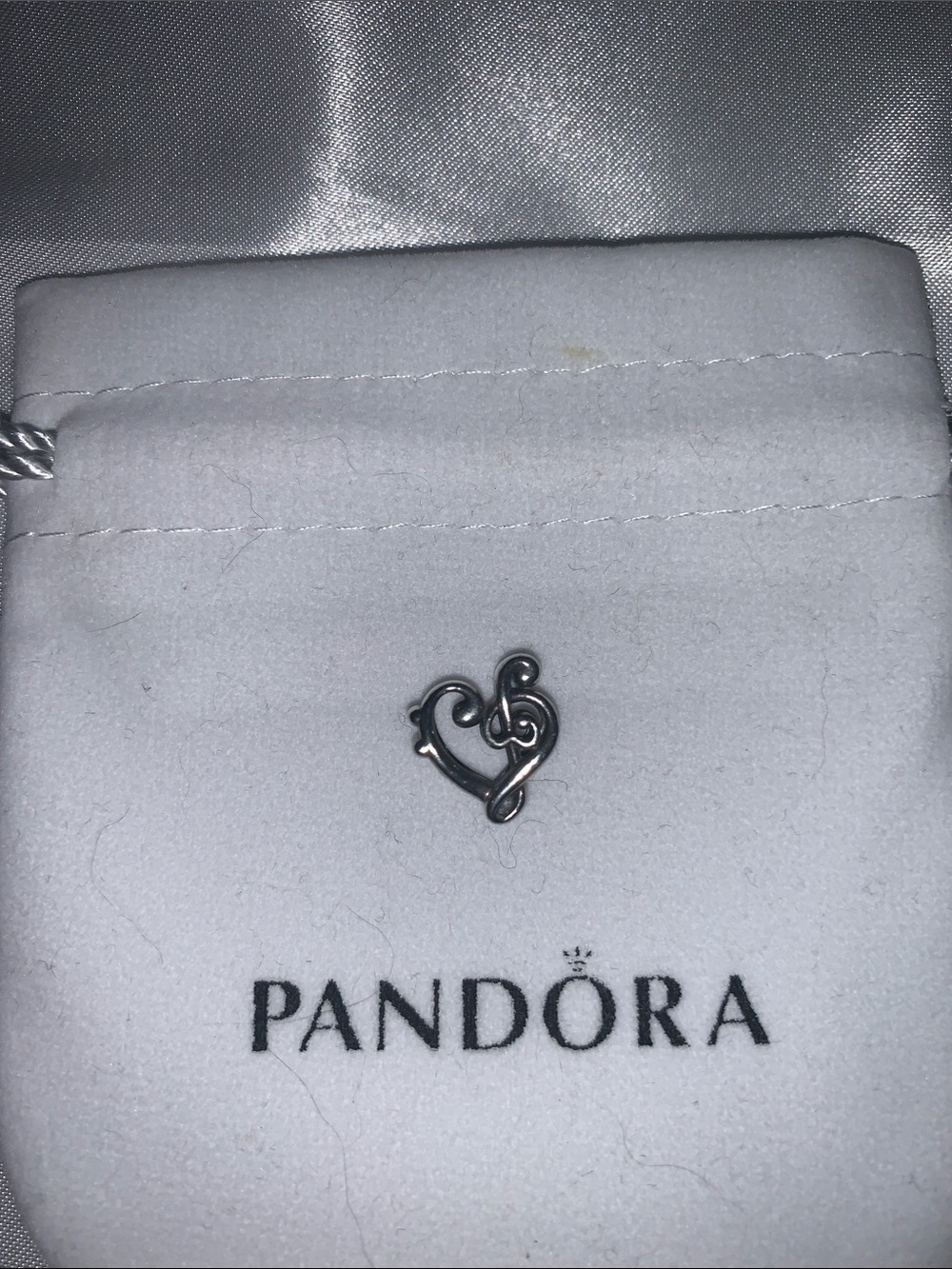 Pandora Silver Heart Treble Clef Charm - Silver